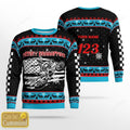 FUNSTUFFPRINT Custom name and number Motocross rider Ugly Christmas sweater, Merry braaapmas ugly sweater, Motocross sweatshirt Ugly Sweater
