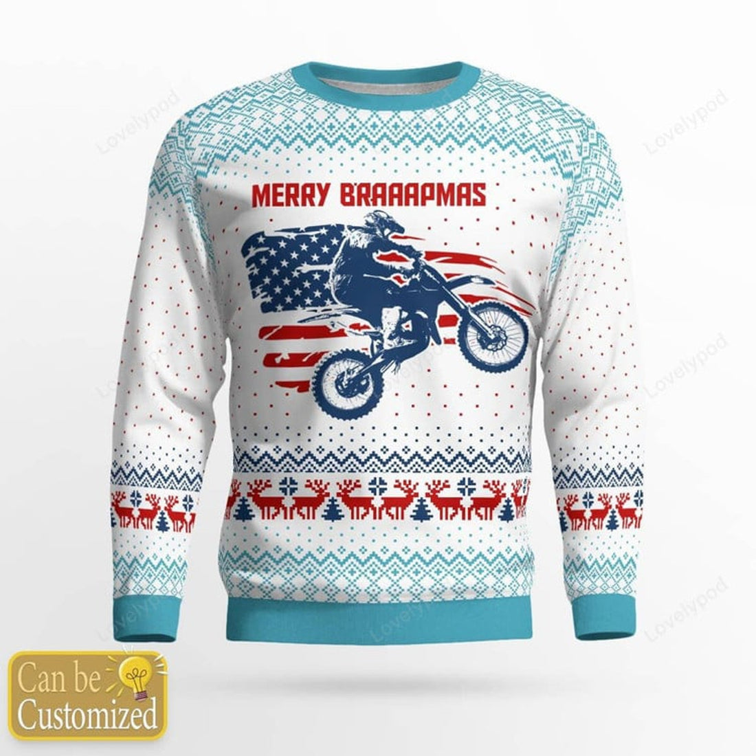 FUNSTUFFPRINT Custom name and number Motocross rider Christmas sweater, Motocross sweatshirt, Christmas gift for motocross lover Ugly Sweater