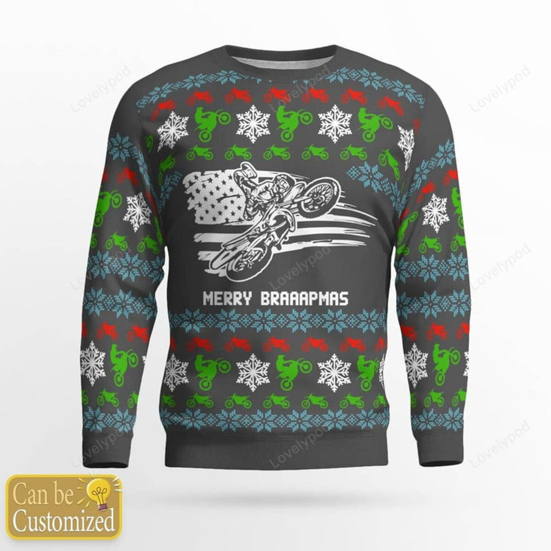 FUNSTUFFPRINT Custom name and number Motocross rider 9 Ugly Christmas sweater for men, Motocross biker sweatshirt, gift for motocross lover Ugly Sweater