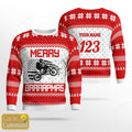 FUNSTUFFPRINT Custom name Braaap Christmas Motocross rider Ugly Christmas sweater for men, Motocross biker sweatshirt, gift for motocross lover Ugly Sweater
