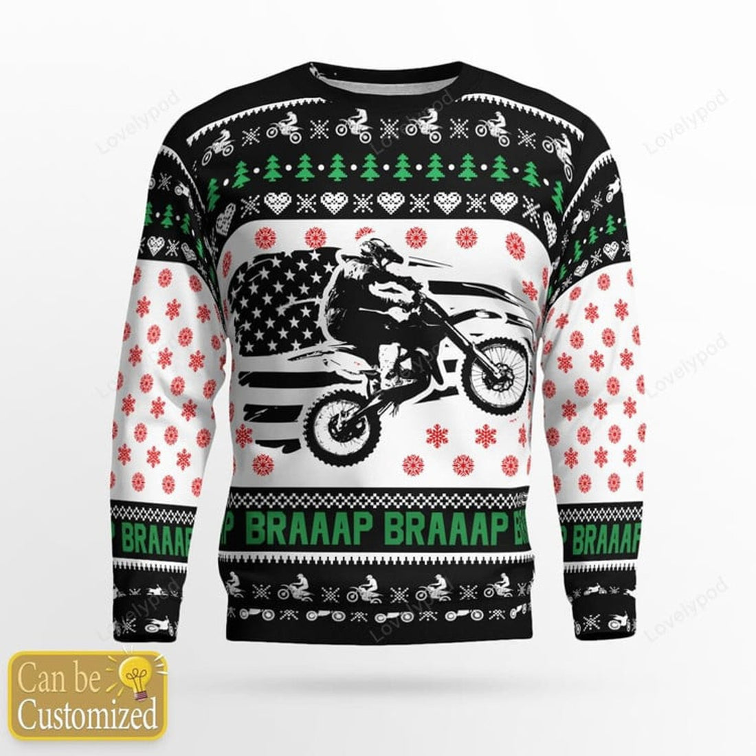 FUNSTUFFPRINT Xmas Braaap Motocross rider Ugly Christmas sweater for men and women, Motocross biker sweatshirt, gift for motocross lover Ugly Sweater