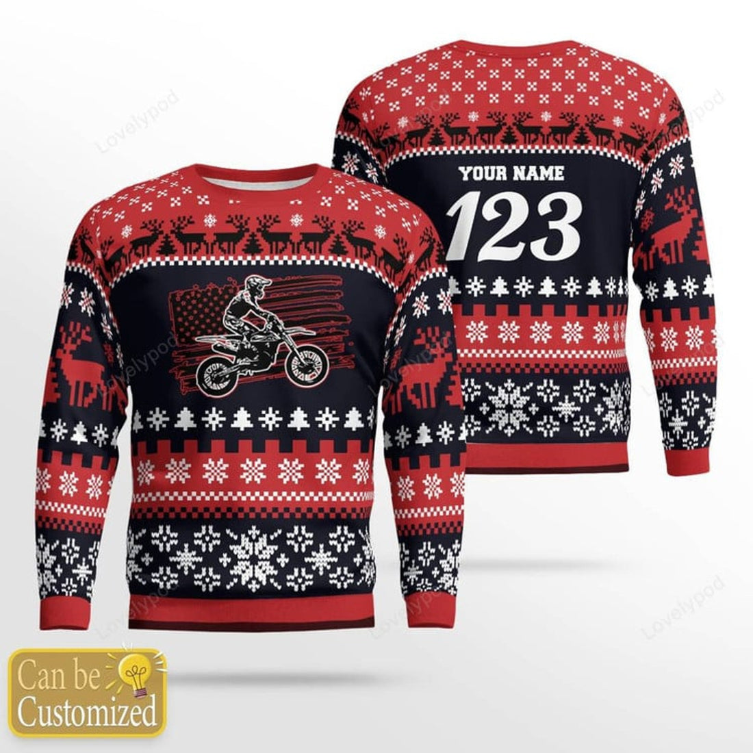 FUNSTUFFPRINT Personalized Motocross Braaap Ugly Christmas Sweater, Custom Xmas Sweater, Christmas Gift Sweatshirt, Gift Man Women, Kid, Motocross Gifts Ugly Sweater