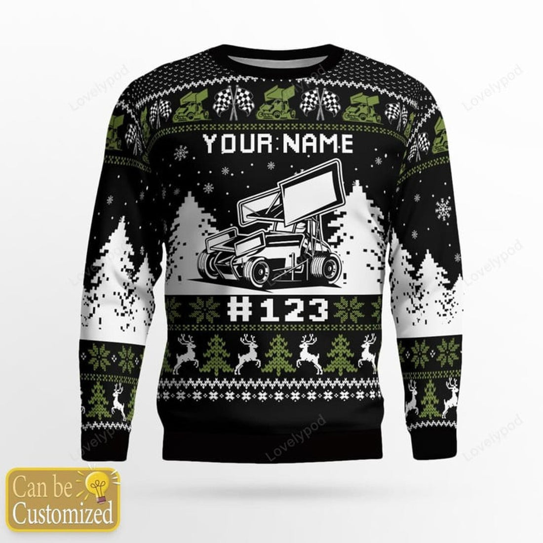 FUNSTUFFPRINT Personalized dirt track racing Ugly Christmas Sweater, Christmas Gift Sweatshirt, Gift Man Women, Kid, racing Gifts Ugly Sweater