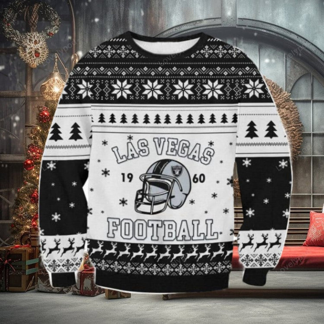 FUNSTUFFPRINT Las Vegas Raiders Football Ugly Sweater Christmas Gift For Men And Women Ugly Sweater