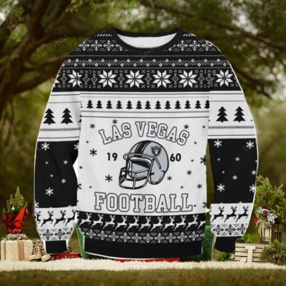 FUNSTUFFPRINT Las Vegas Raiders Football Ugly Sweater Christmas Gift For Men And Women Ugly Sweater