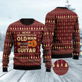 FUNSTUFFPRINT Never Underestimate An Old Man With A Guitar Ugly Christmas Sweater, Christmas Sweatshirt Gift for Man Women Ugly Sweater