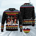 FUNSTUFFPRINT Jesus is the reason for the season Cat Ugly Christmas Sweater, Christmas Sweatshirt Gift for Man Women Ugly Sweater