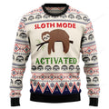 FUNSTUFFPRINT Sloth Mode Activated Ugly Christmas Sweater, Christmas Sweatshirt Gift for Man Women Ugly Sweater