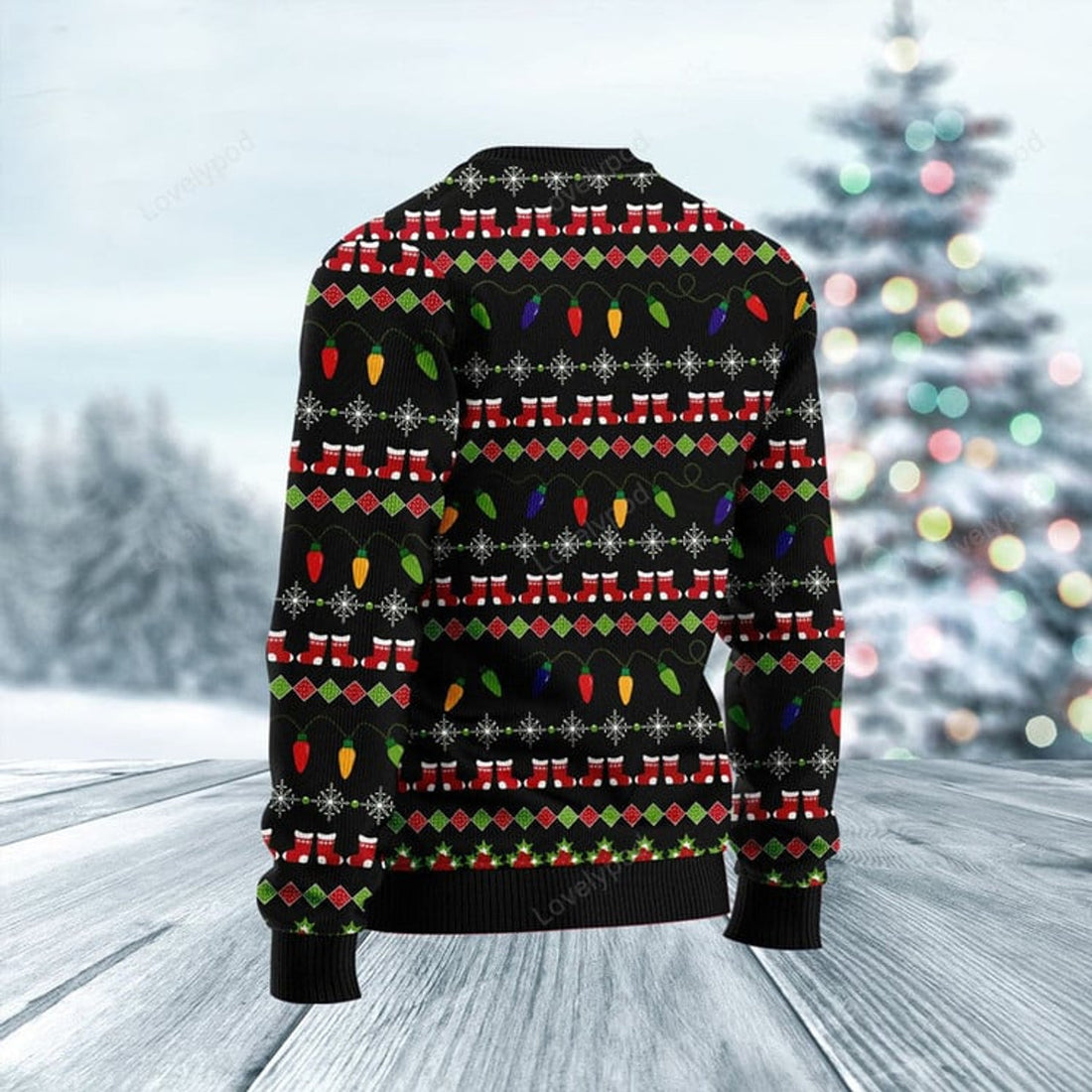 FUNSTUFFPRINT Santa's Favorite Mom Ugly Christmas Sweater, Christmas Sweatshirt Gift for Mom Ugly Sweater