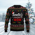 FUNSTUFFPRINT Santa's Favorite Mom Ugly Christmas Sweater, Christmas Sweatshirt Gift for Mom Ugly Sweater