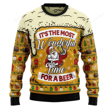 FUNSTUFFPRINT Christmas Most Wonderful Time For Beer Ugly Christmas Sweater Ugly Sweater