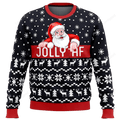 FUNSTUFFPRINT Jolly Af Santa claus Ugly Christmas Sweater, Custom Ugly sweater for men and women Ugly Sweater