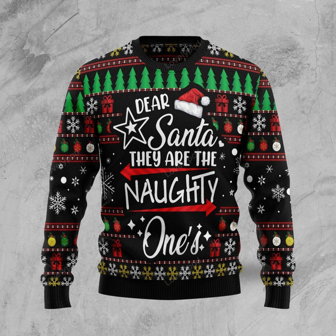 FUNSTUFFPRINT Merry Christmas Dear Santa They Are Naughty One's Ugly Christmas Sweater Ugly Sweater