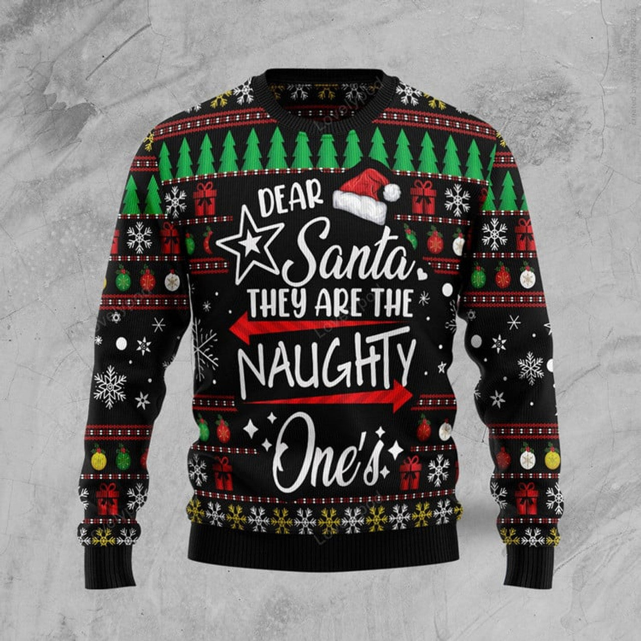 FUNSTUFFPRINT Merry Christmas Dear Santa They Are Naughty One's Ugly Christmas Sweater Ugly Sweater
