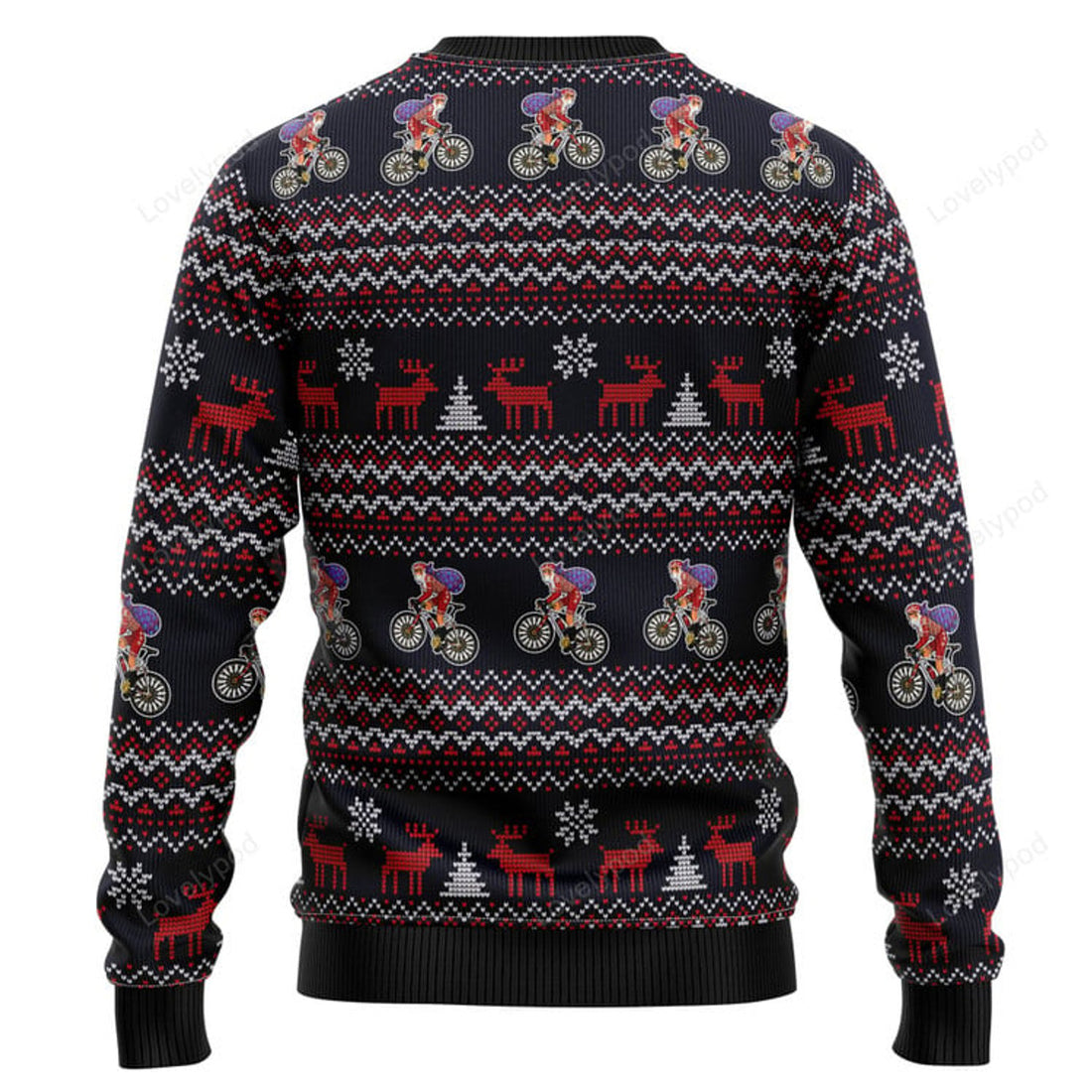 FUNSTUFFPRINT Satan Claus on Mountain Bike Ugly Christmas Sweater, Funny ugly christmas sweater for men and women Ugly Sweater