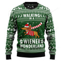 FUNSTUFFPRINT Dachshund Weiner Wonderland Ugly Christmas Sweater, Funny christmas sweatshirt for men and women Ugly Sweater