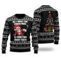 FUNSTUFFPRINT Santa Hockey All I Want For Christmas Is Your Two Front Teeth Ugly Christmas Sweater For Men & Women Ugly Sweater