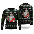 FUNSTUFFPRINT Ainâ€˜t No Laws When You Drink With Claus Ugly Christmas Sweater For Men & Women Ugly Sweater