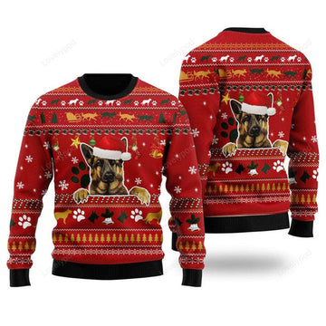 FUNSTUFFPRINT German Shepherd Dog Ugly Christmas Sweater For Men & Women Ugly Sweater