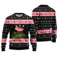 FUNSTUFFPRINT Flamingo Jingle Bell Tropical Ugly Christmas Sweater For Men & Women Ugly Sweater