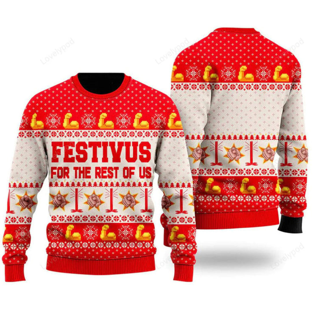 FUNSTUFFPRINT Festivus For The Rest Of Us Ugly Christmas Sweater For Men & Women Ugly Sweater