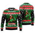 FUNSTUFFPRINT Believe In Bigfoot Squatching Through The Snow Christmas Sweaters For Men & Women Ugly Sweater