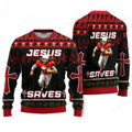 FUNSTUFFPRINT Cool Jesus American Football Team Red Christmas Sweaters For Men & Women Ugly Sweater