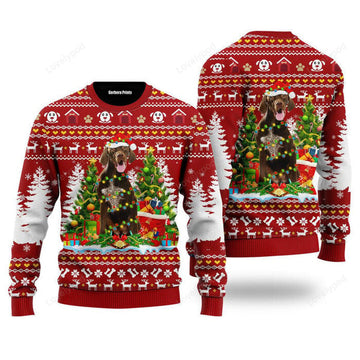 FUNSTUFFPRINT German Shorthaired Dog Ugly Christmas Sweaters For Men & Women Ugly Sweater
