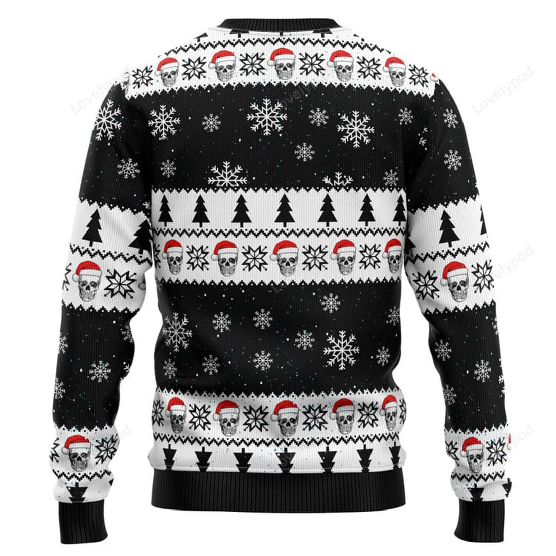 FUNSTUFFPRINT Skull Pine Tree Ugly Christmas Sweater For Men & Women Ugly Sweater