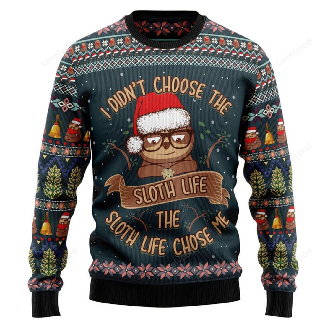FUNSTUFFPRINT Sloth Life Ugly Christmas Sweater, Xmas Lover Ugly Sweatshirt, Gift For Christmas Lover, Christmas Sweater Ugly Sweater