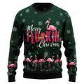 FUNSTUFFPRINT Flamingo Merry Flockin Christmas Ugly Christmas Sweater, Xmas Lover Ugly Sweatshirt, Gift For Christmas Lover, Christmas Sweater Ugly Sweater