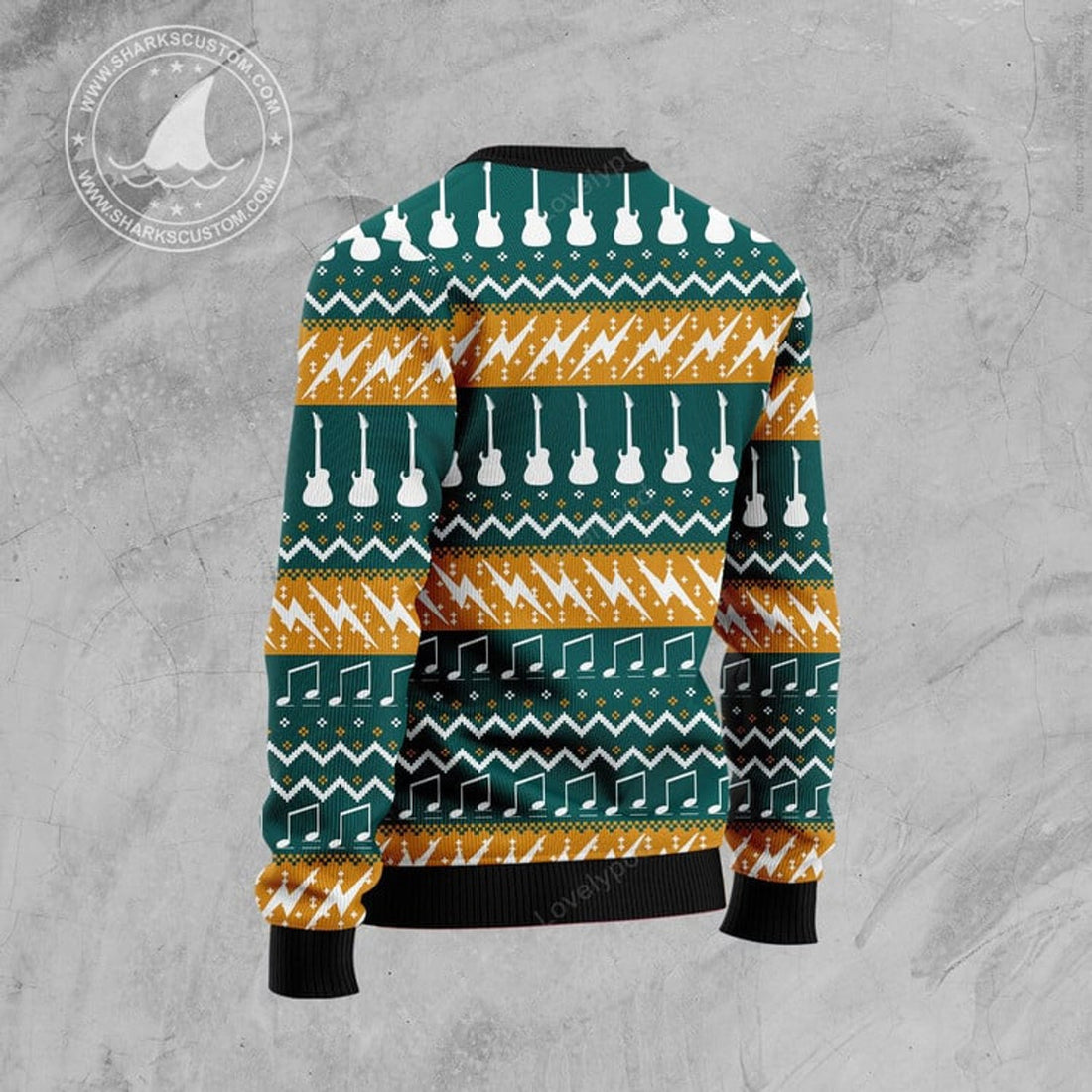 FUNSTUFFPRINT Guitar Rock The Holiday Ugly Christmas Sweater, Xmas Lover Ugly Sweatshirt, Gift For Christmas Lover, Christmas Sweater Ugly Sweater