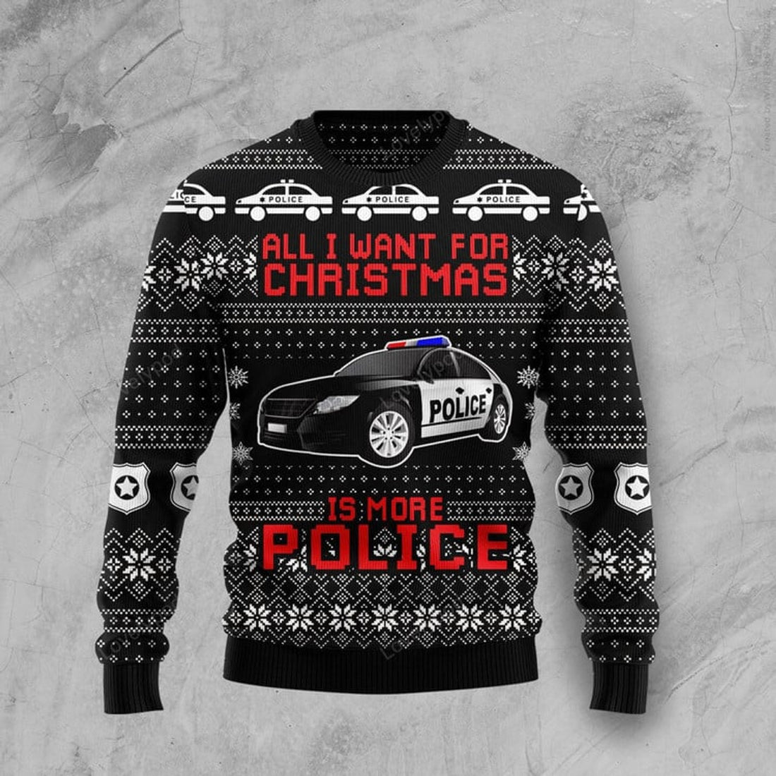 FUNSTUFFPRINT All I Want For Christmas Is More Police Ugly Christmas Sweater, Xmas Lover Ugly Sweatshirt, Gift For Christmas Lover, Christmas Sweater Ugly Sweater