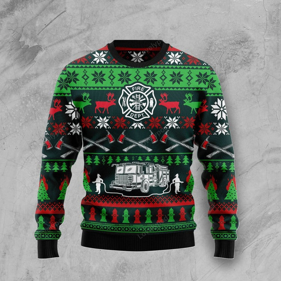 FUNSTUFFPRINT Awesome Firefighter Ugly Christmas Sweater, Xmas Lover Ugly Sweatshirt, Gift For Christmas Lover, Christmas Sweater Ugly Sweater