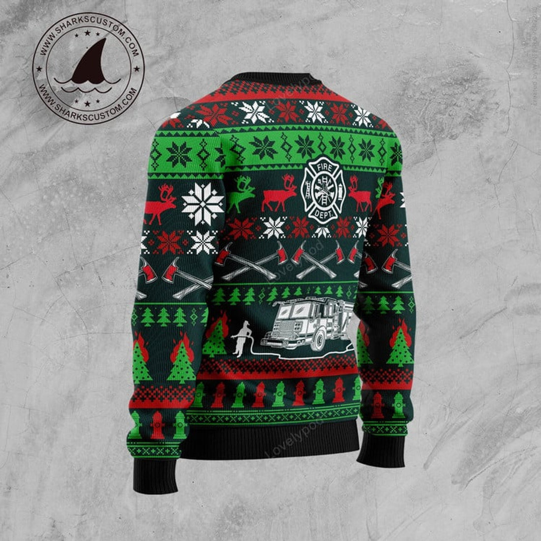 FUNSTUFFPRINT Awesome Firefighter Ugly Christmas Sweater, Xmas Lover Ugly Sweatshirt, Gift For Christmas Lover, Christmas Sweater Ugly Sweater