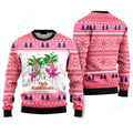 FUNSTUFFPRINT Mele Kalikimaka Flamingo Christmas Ugly Christmas Sweater For Men & Women Ugly Sweater
