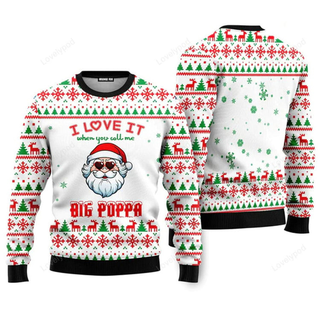 FUNSTUFFPRINT I Love It When You Call Me Big Poppa Ugly Christmas Sweater For Men & Women Ugly Sweater