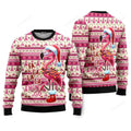 FUNSTUFFPRINT Fa La La Min Go Christmas Pink Flamingo Ugly Christmas Sweater For Men & Women Ugly Sweater