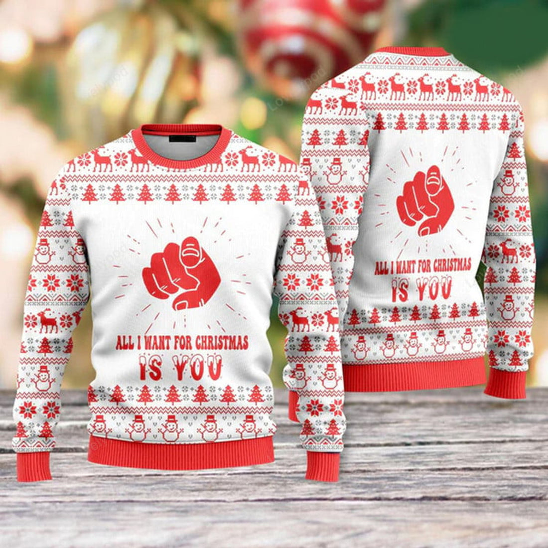 FUNSTUFFPRINT All I Want For Christmas Is You Ugly Christmas Sweater For Men & Women Ugly Sweater