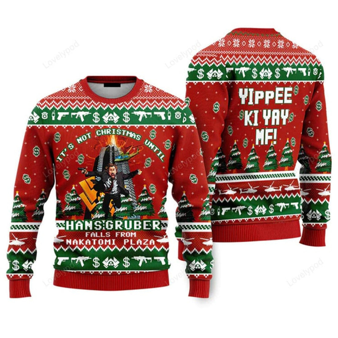 FUNSTUFFPRINT It's Not Christmas Until Fall From Nakatomi Plaza Ugly Christmas Sweater For Men & Women Ugly Sweater