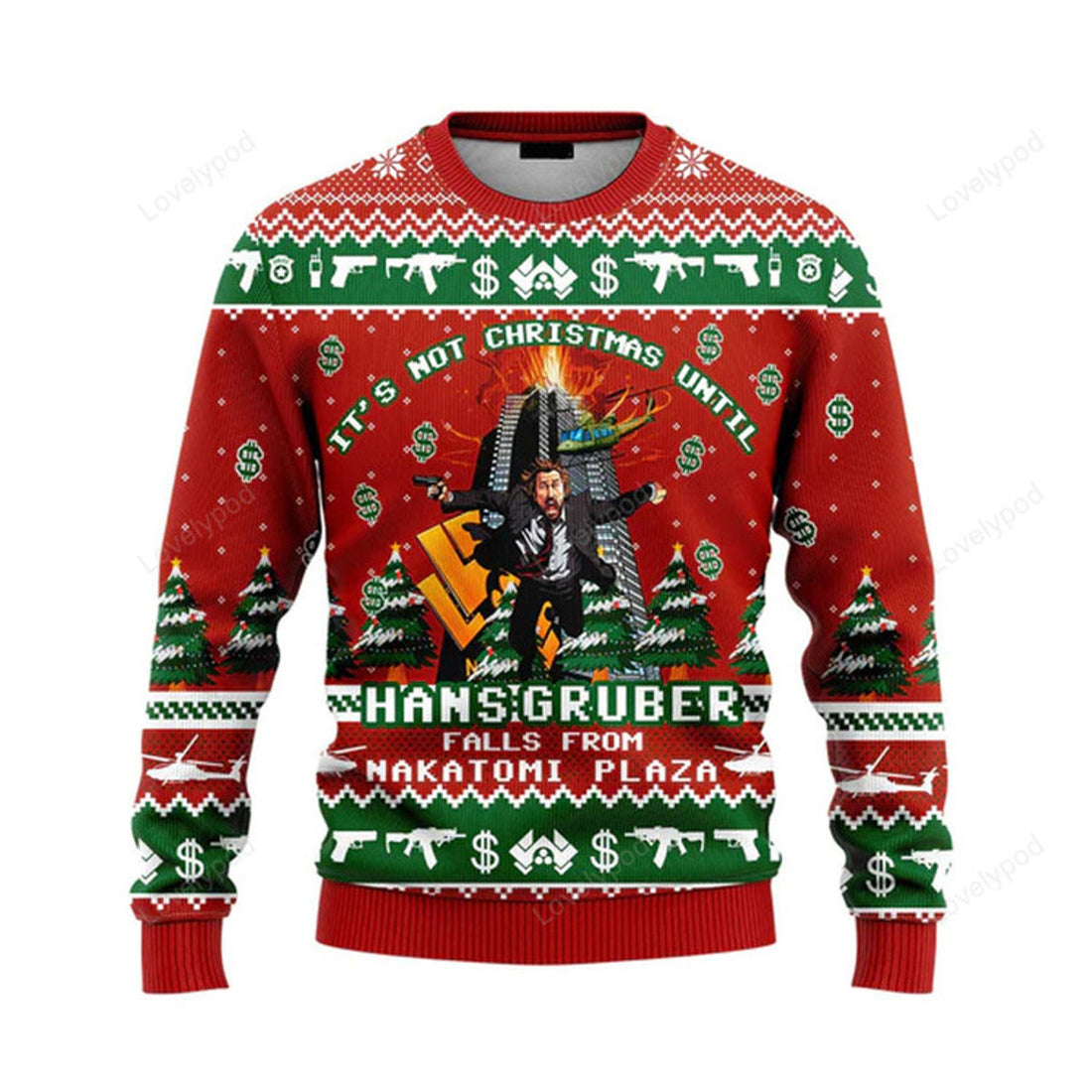FUNSTUFFPRINT It's Not Christmas Until Fall From Nakatomi Plaza Ugly Christmas Sweater For Men & Women Ugly Sweater