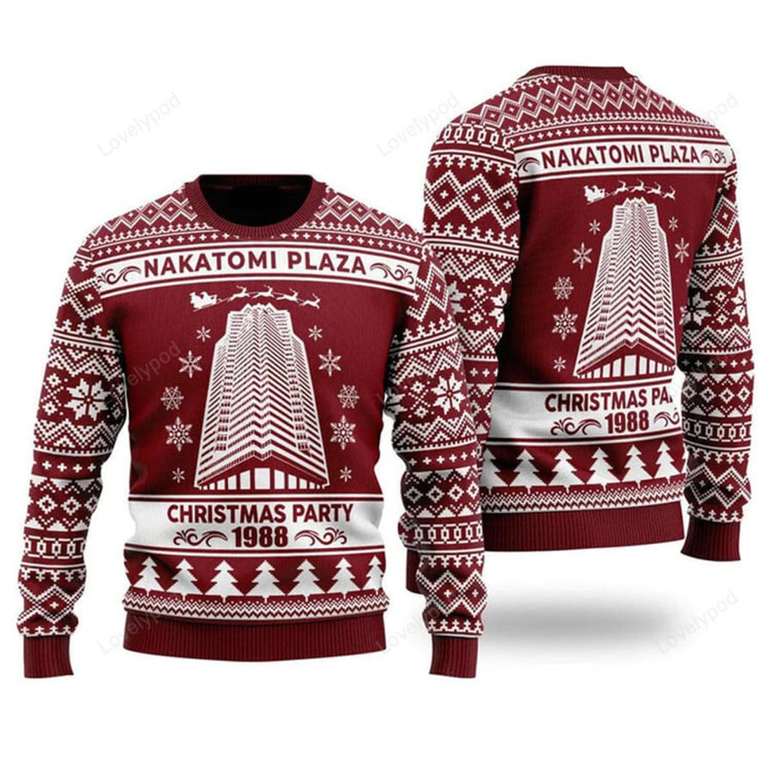 FUNSTUFFPRINT Nakatomi 1988 Ugly Christmas Sweater For Men & Women Ugly Sweater