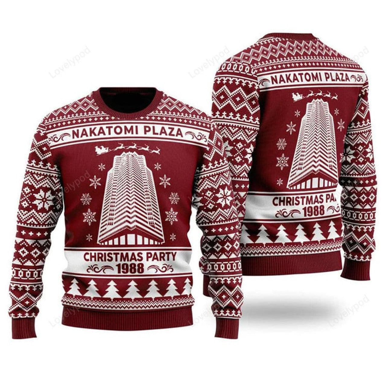 FUNSTUFFPRINT Nakatomi 1988 Ugly Christmas Sweater For Men & Women Ugly Sweater