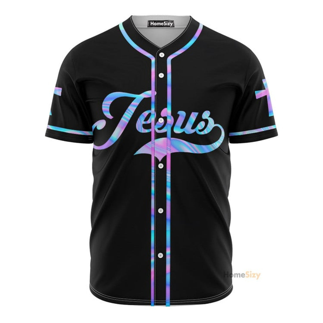 Jesus Hologram Cross - Baseball Jersey