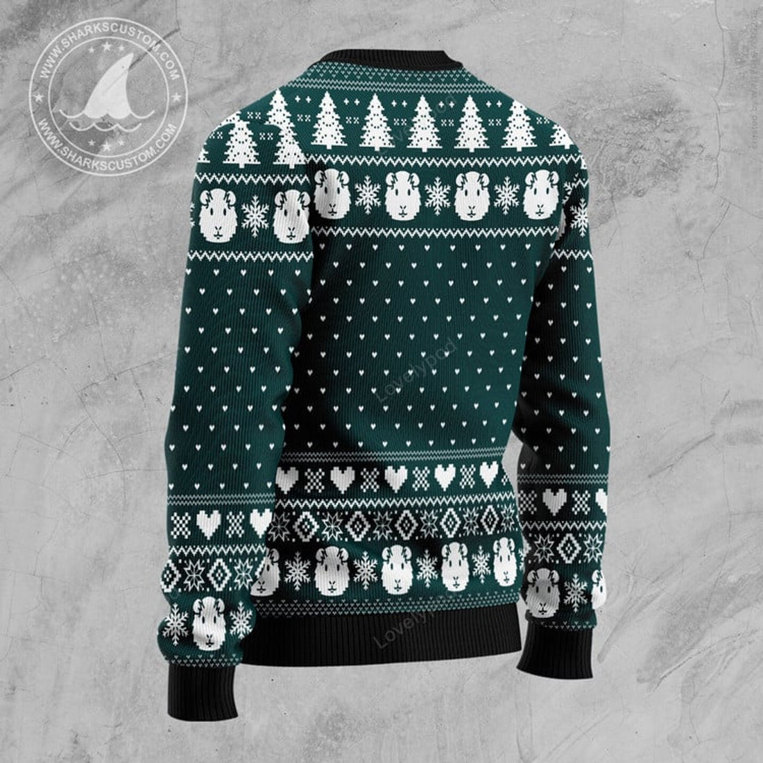 FUNSTUFFPRINT Dabbing Through The Snow Guinea Pig Ugly Christmas Sweater for men and women Ugly Sweater