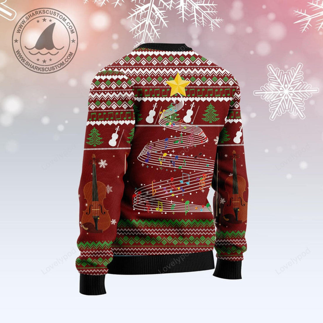 FUNSTUFFPRINT Violin I Play Ugly Christmas Sweater for men and women Ugly Sweater