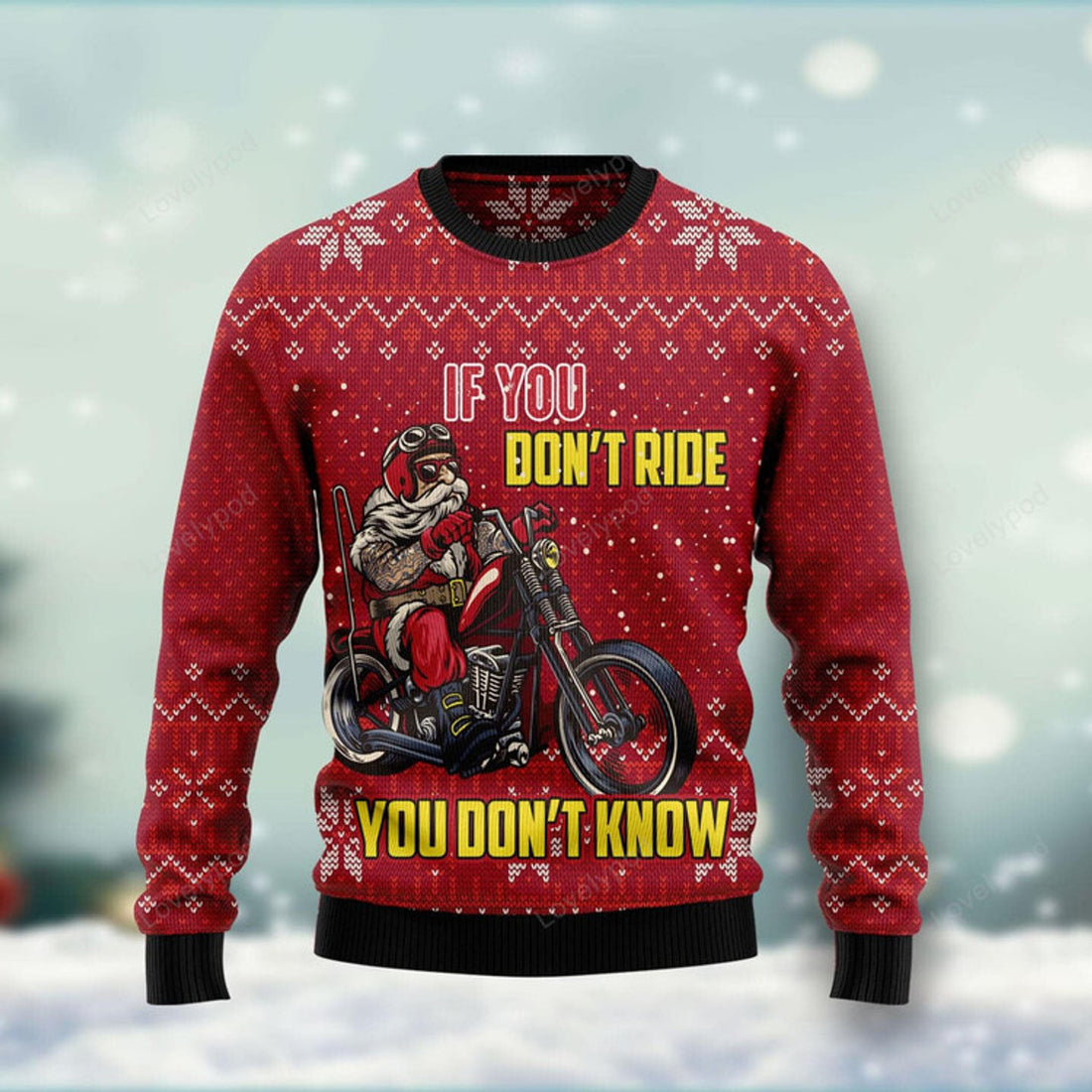 FUNSTUFFPRINT If You Don't Ride You Don't Know Ugly Christmas Sweater for men and women Ugly Sweater