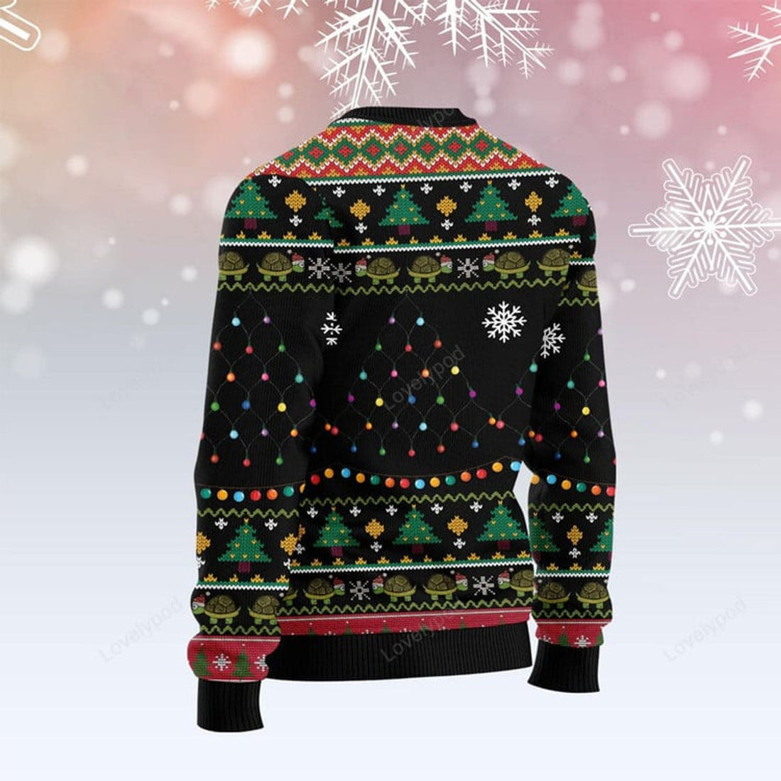 FUNSTUFFPRINT Turtle Through The Snow Ugly Christmas Sweater for men and women, Funny sweater christmas gifts Ugly Sweater