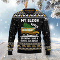 FUNSTUFFPRINT My sleigh broke so now i am a school bus driver Ugly Christmas Sweater Ugly Sweater