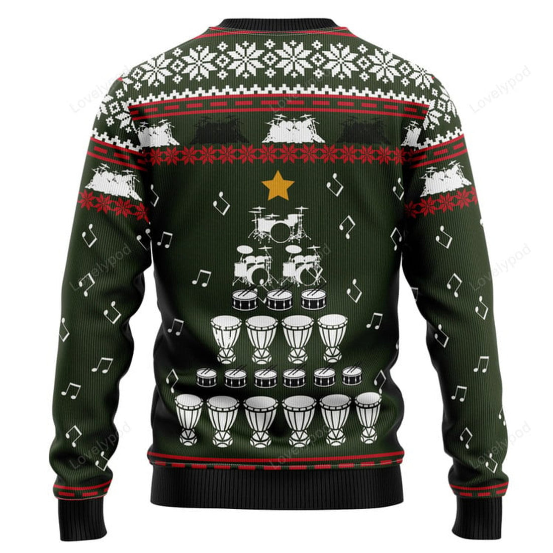 FUNSTUFFPRINT Drum Solo Ugly Christmas Sweater Ugly Sweater